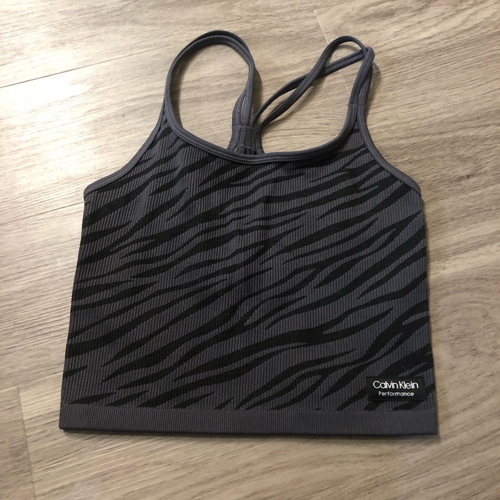 Calvin Klein Strappy Workout Crop Tank- Zebra